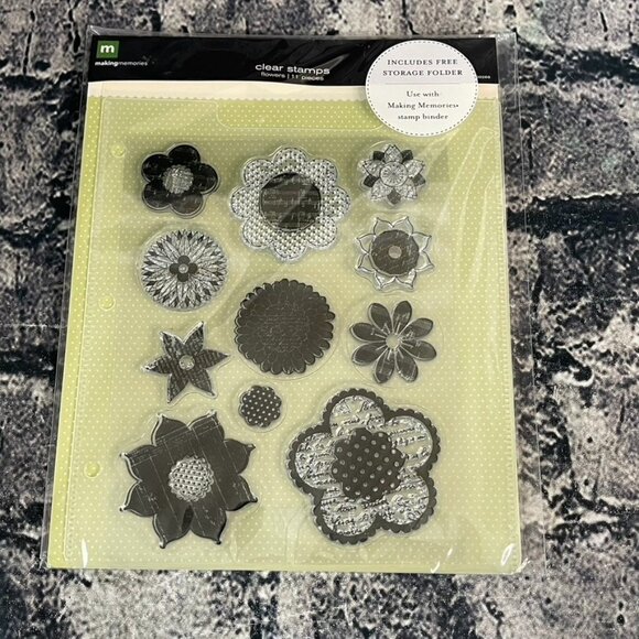 Making Memories 11 Clear Photopolymer FLOWER Stamps w/Binder 30266 - Picture 1 of 10